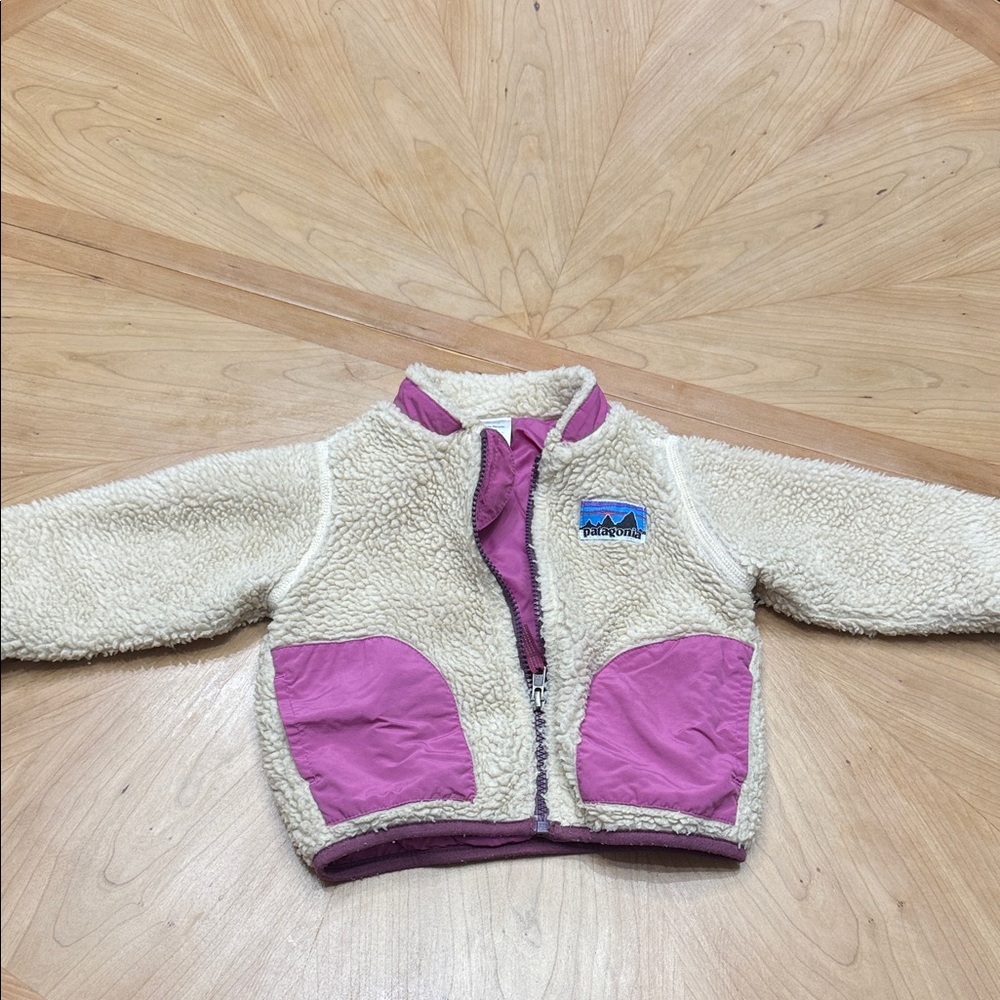 Patagonia Cream and Pink Fleece Jacket